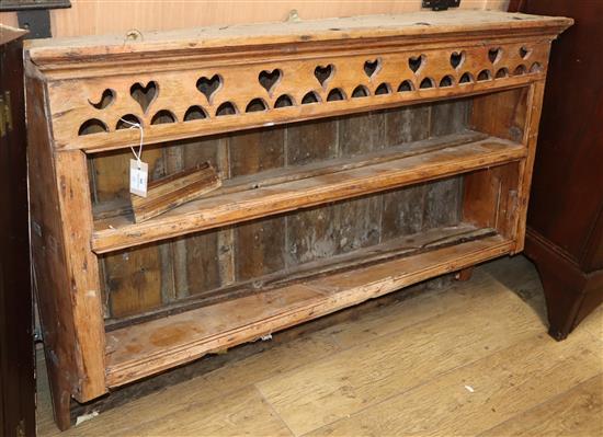 A pine plate rack W.138cm